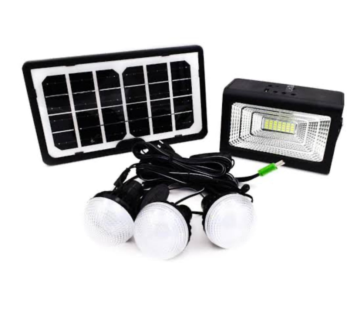 Kit solaire avec projecteur et 3 ampoules