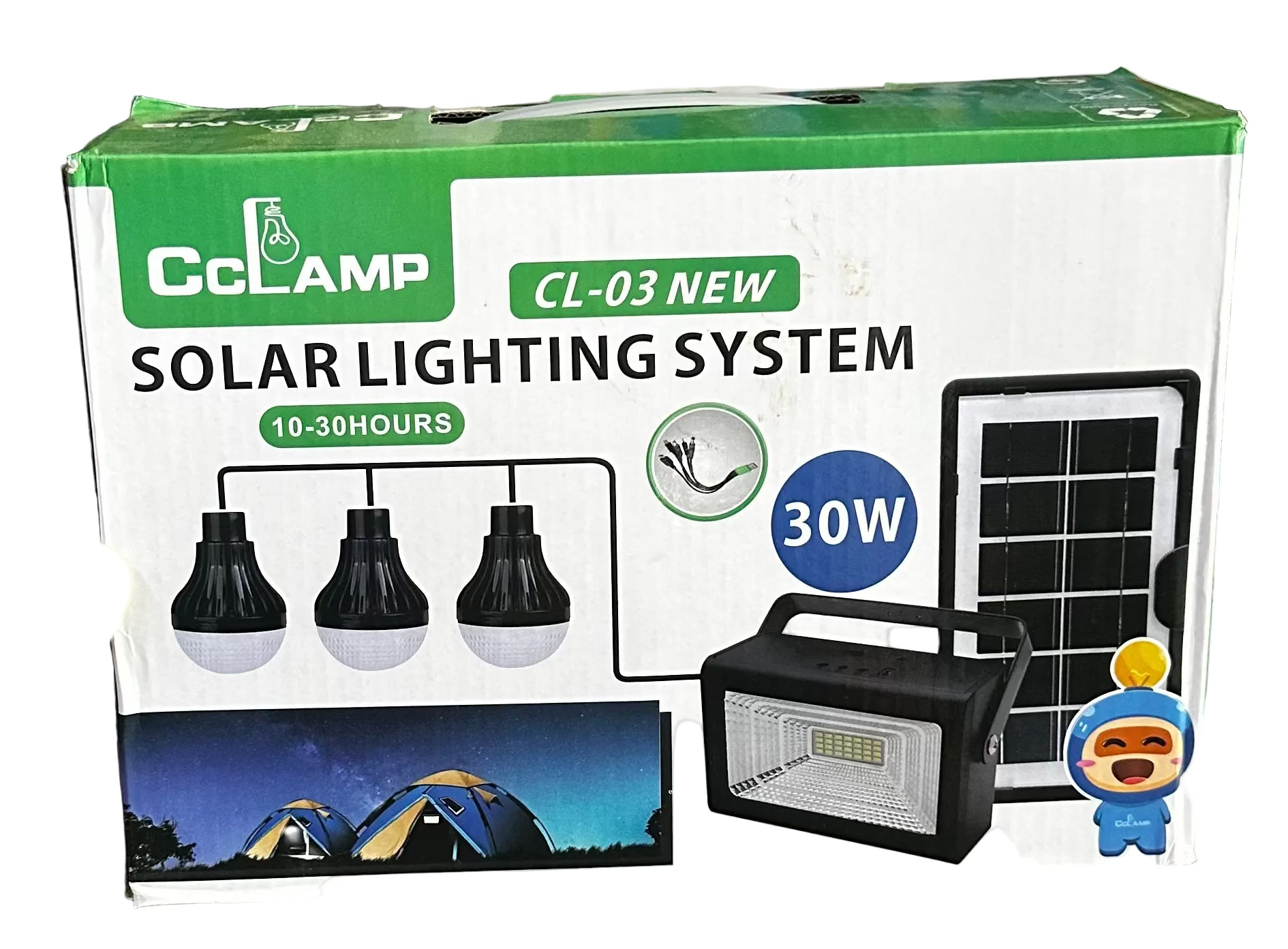 Kit solaire avec projecteur et 3 ampoules